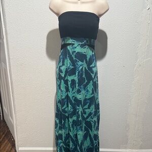 Hurley Strapless Dress in Black and Teal